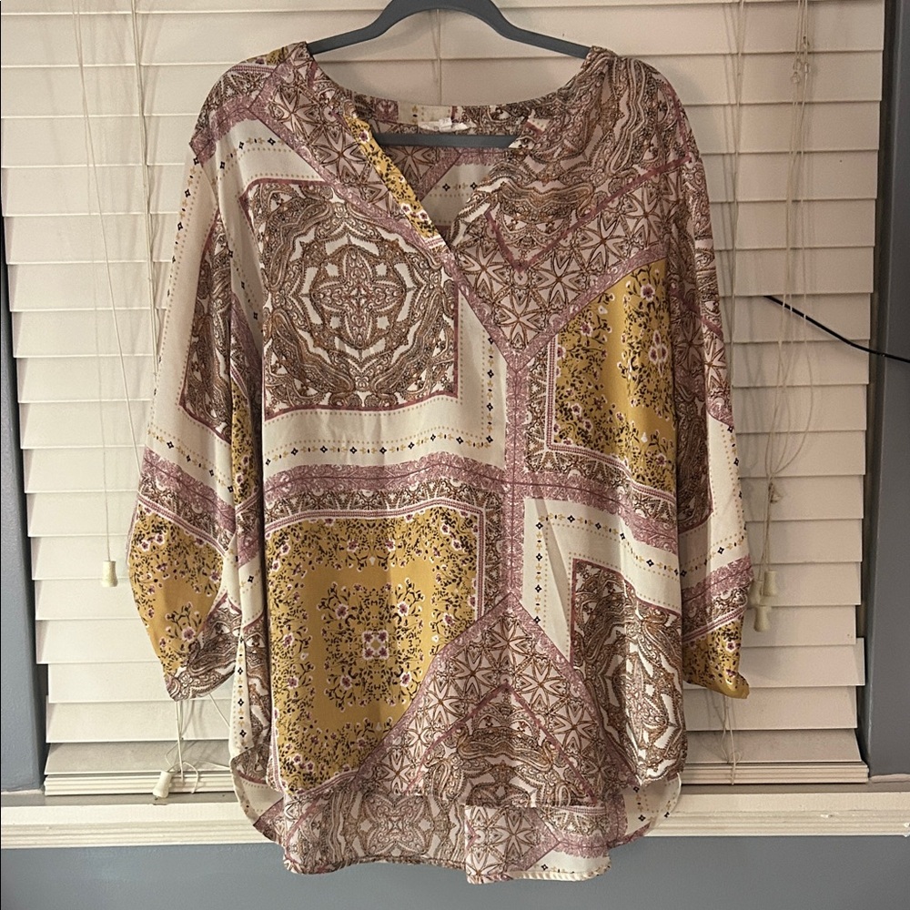 Maurices Multicolor Patchwork Blouse